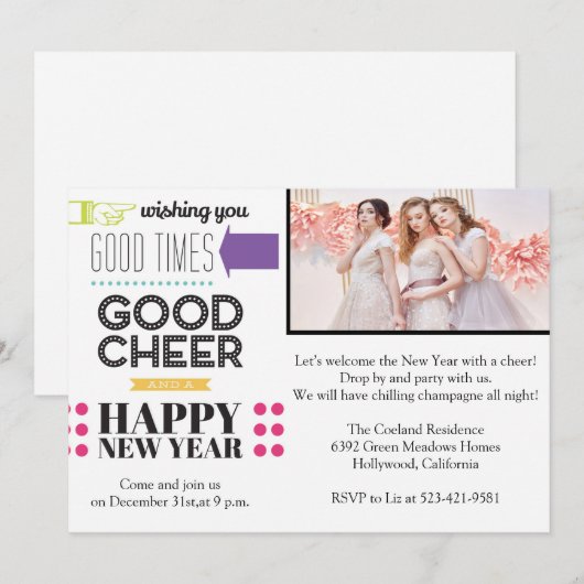 Oudejaarsavond Uitnodiging (Voorkant / Achterkant)