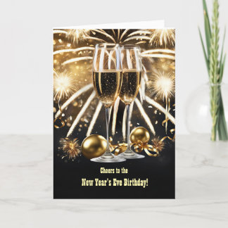 Oudejaarsavond Verjaardag Champagne en vuurwerk Kaart