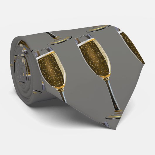 Oudejaarsavond vieren champagnefeest grijs stropdas (Opgerold)