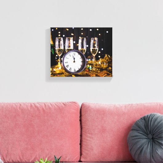 Oudejaarsavond viering SlipperyJoe's champagne Canvas Afdruk (Insitu (Woonkamer))