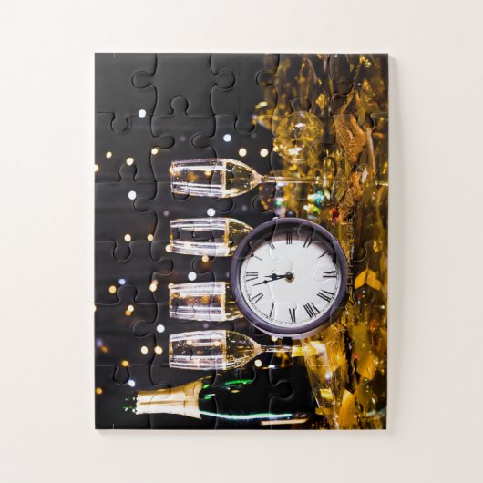 Oudejaarsavond viering SlipperyJoe's champagne Legpuzzel (Verticaal)