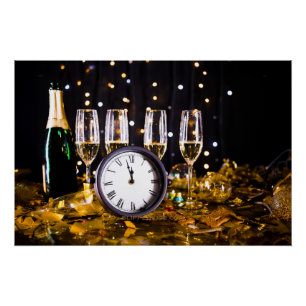 Oudejaarsavond viering SlipperyJoe's champagne Perfect Poster