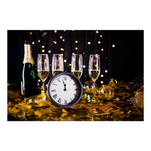 Oudejaarsavond viering SlipperyJoe's champagne Perfect Poster (Voorkant)