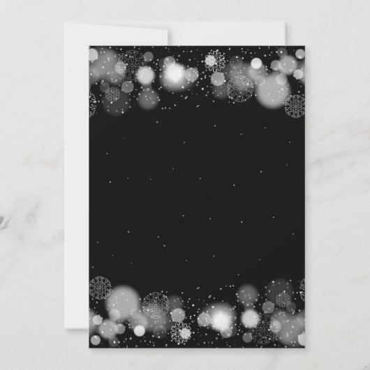 Oudejaarsavond Zilver Zwart Winter Wonder Red Bow Kaart (Achterkant)