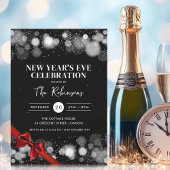 Oudejaarsavond Zilver Zwart Winter Wonder Red Bow Kaart