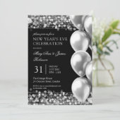 Oudejaarsavond Zilveren glinsterende lichtballonne Kaart (Staand voorkant)