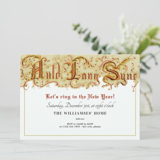 Oudejaarsfeest Auld Lang Syne Party Kaart (Staand voorkant)