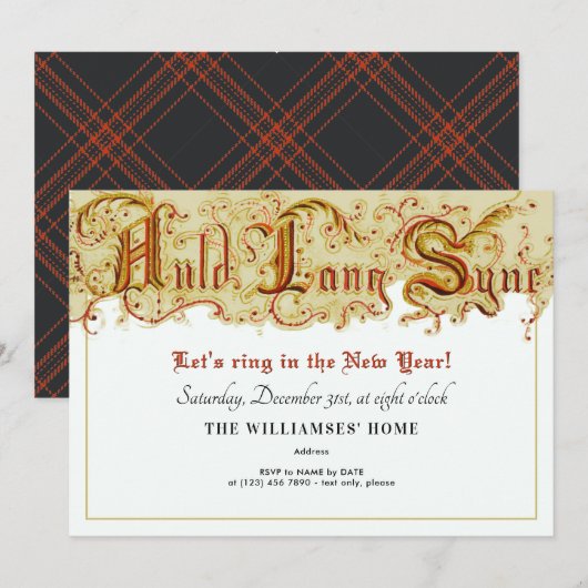 Oudejaarsfeest Auld Lang Syne Party Kaart (Voorkant / Achterkant)