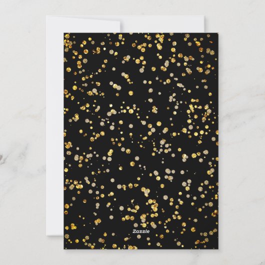 Oudejaarsfeest Black & Gold Balloon Confetti Feestdagenkaart (Achterkant)