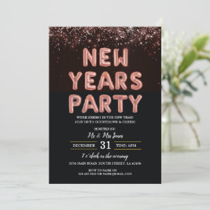 Oudejaarsfeest Black Roos Gold Invitation Kaart