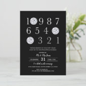 Oudejaarsfeest Black Silver Disco Ball Kaart (Staand voorkant)