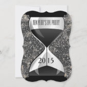 Oudejaarsfeest Black Sparkles Hourglass Kaart (Voorkant)
