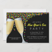 Oudejaarsfeest Champagne en Confetti nodigen uit Kaart (Voorkant)