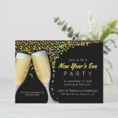 Oudejaarsfeest Champagne en Confetti nodigen uit Kaart (Staand voorkant)