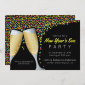 Oudejaarsfeest Champagne en Confetti nodigen uit Kaart (Voorkant / Achterkant)