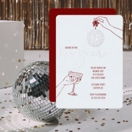 Oudejaarsfeest Doodle Folie Uitnodiging