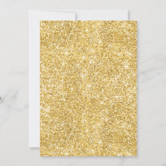Oudejaarsfeest Gouden Glitter Zwart Kaart (Achterkant)