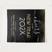 Oudejaarsfeest juicht zwarte en gouden Confetti Wandkleed (Voorkant (horizontaal))