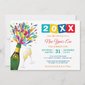 Oudejaarsfeest Kleurrijke bubbelige toast Kaart (Voorkant)