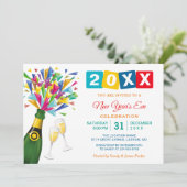 Oudejaarsfeest Kleurrijke bubbelige toast Kaart (Staand voorkant)