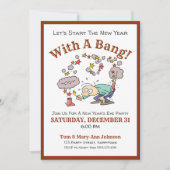 Oudejaarsfeest met een knal en Cartoon Kaart (Voorkant)