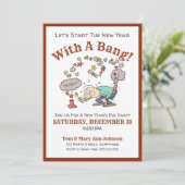 Oudejaarsfeest met een knal en Cartoon Kaart (Staand voorkant)