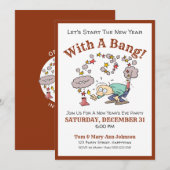 Oudejaarsfeest met een knal en Cartoon Kaart (Voorkant / Achterkant)