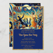 Oudejaarsfeest uitnodiging in vintage stijl (Voorkant / Achterkant)