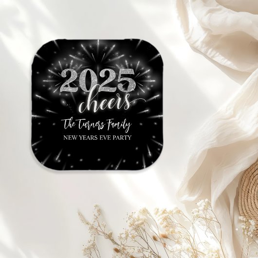 Oudejaarsfeest Zilver & Zwart Papieren Bordje