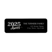 Oudejaarsfeest Zilver & Zwart Retouradres Etiket (Voorkant)