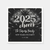 Oudejaarsfeest Zilver & Zwart Servet (Voorkant)