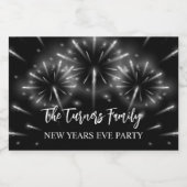 Oudejaarsfeest Zilver & Zwart Sparkling Wijnetiket (Enkel label)