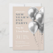 Oudejaarsfeest Zilveren Ballonnen Champagne Kaart (Voorkant)