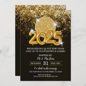 Oudejaarsfeest zwart en goud kaart (Voorkant / Achterkant)