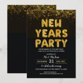 Oudejaarsfeest zwart en goud kaart (Voorkant / Achterkant)