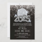 Oudejaarsfeest zwart en zilver kaart (Voorkant)