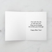 Oudejaarshonden en vuurwerk Wenskaart Feestdagen Kaart (Binnen)