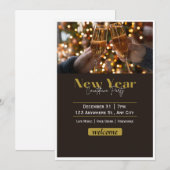 Oudejaarsuitnodiging Geanimeerde NYE-uitnodiging Kaart (Voorkant / Achterkant)