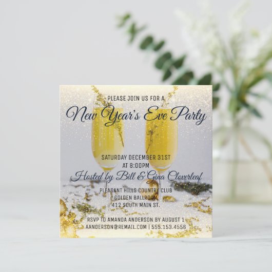 Oudejaarsuitnodiging Luxe Kaart (Staand voorkant)