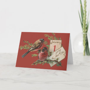 Oudejaarsvogels Feestdagen Kaart