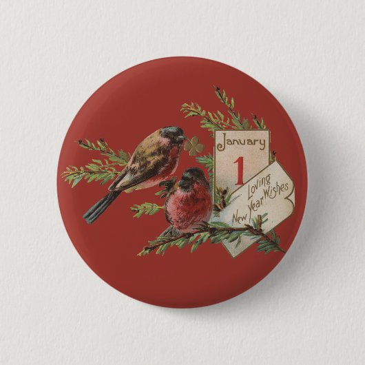 Oudejaarsvogels Ronde Button 5,7 Cm (Voorkant)