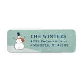Oudejaarswinter-sneeuwman Vakantieadres Etiket (Voorkant)