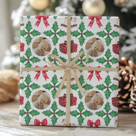 Oudekerststal Patchwork Foto Kerst Vakantie Cadeaupapier