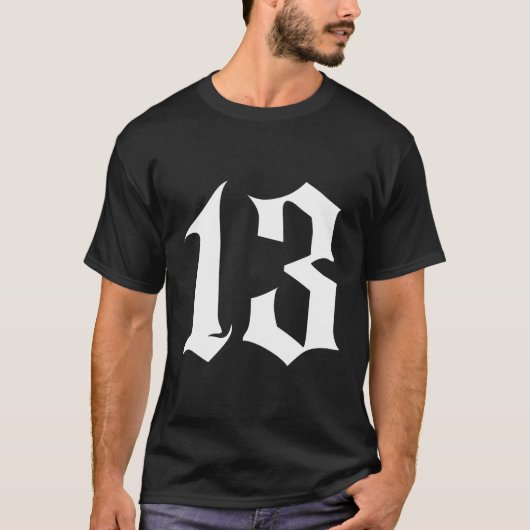 Oudengels nummer 13 of dertien t-shirt (Voorkant)