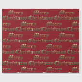 Oudengelse belettering goud en rode kerst cadeaupapier (Vlak)
