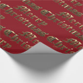 Oudengelse belettering goud en rode kerst cadeaupapier (Hoek)