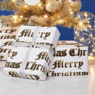 Oudengelse belettering goud en witte kerst cadeaupapier