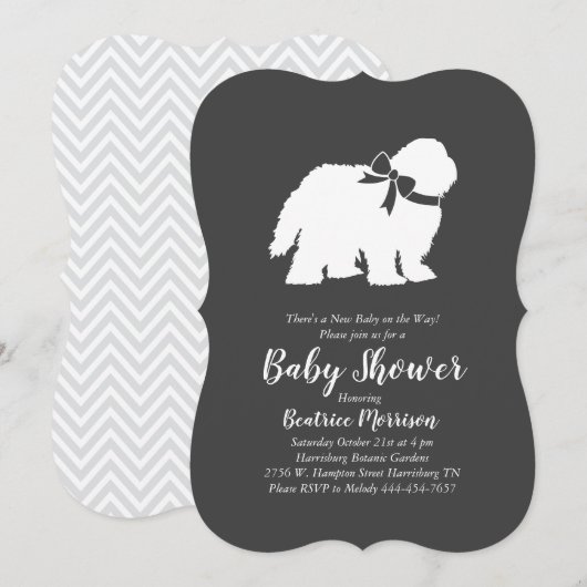 Oudengelse herdershond Baby shower neutraal Kaart (Voorkant / Achterkant)