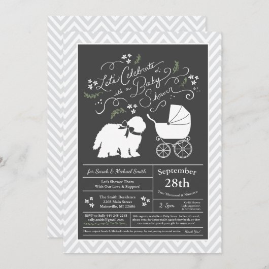 Oudengelse herdershond Baby shower neutraal Kaart (Voorkant / Achterkant)