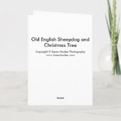 Oudengelse herdershond en kerstboom feestdagen kaart (Achterkant)